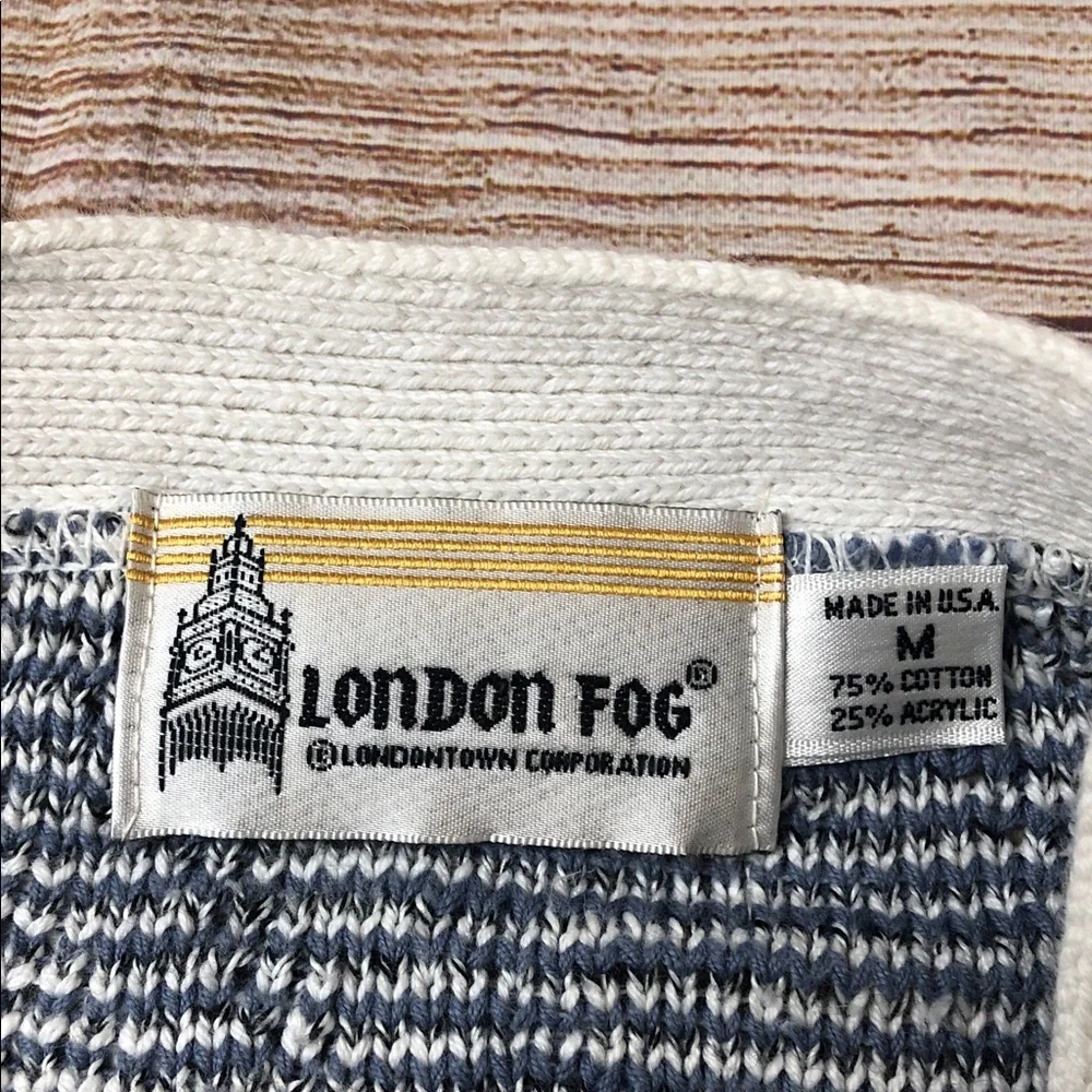 London Fog Zigzag Patterned Cardigan‎ in Blue and White 🩵